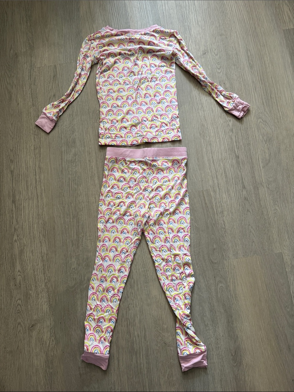 Little Sleepies- 4T Girls' Rainbow Print Pink Long-Sleeve Pajama Set. - Picture 4 of 4